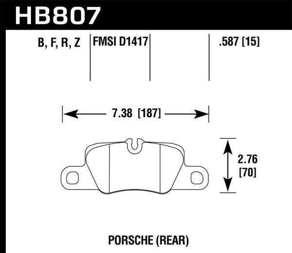 Hawk HB807F.587 2014 Porsche 911 HPS Rear Brake Pads