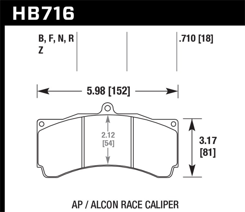 Hawk HB716U.984 AP Racing/Alcon Universal DTC-70 Race Brake Pads