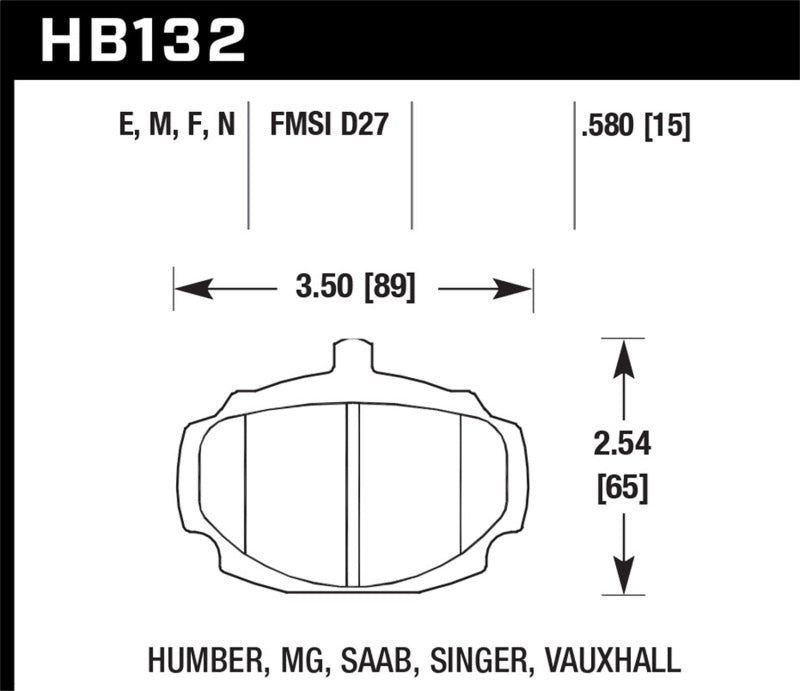 Hawk HB132D.580 62-81 MG MGB Front ER-1 Brake Pads