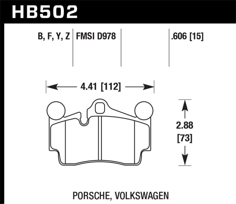 Hawk HB502F.606 Porsche / Volkswagen HPS Street Rear Brake Pads