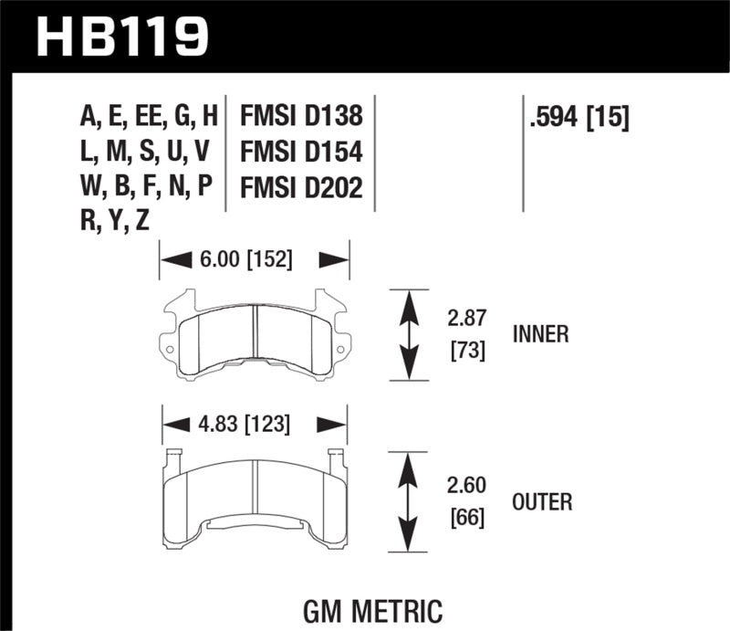 Hawk HB119N.594 HP+ Street Brake Pads