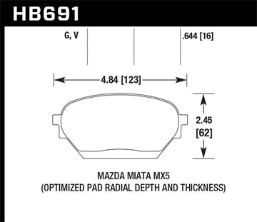 Hawk HB691G.644 06-14 Mazda MX-5 DTC-60 Race Front Brake Pads