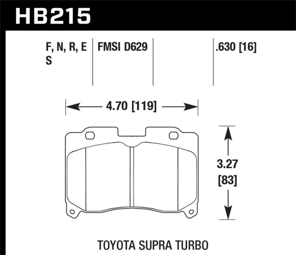 Hawk HB215B.630 93-98 Toyota Supra TT HPS 5.0 Street Front Brake Pads