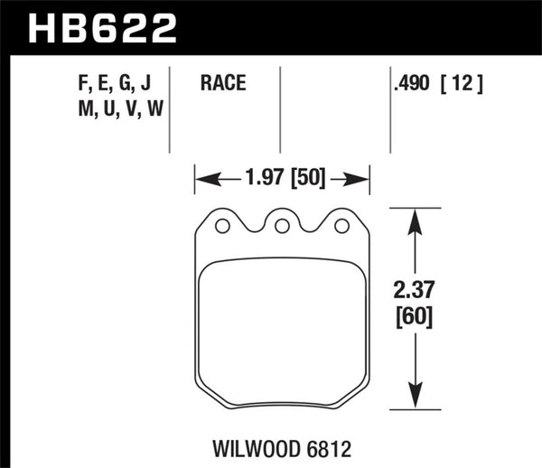 Hawk HB622E.550 Wilwood DLS 6812 Blue 9012 Race Brake Pads