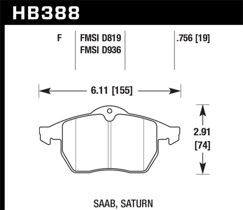 Hawk HB388F.756 99-02 Saab 9-3/99-04 Saab 9-5 D819 HPS Street Front Brake Pads