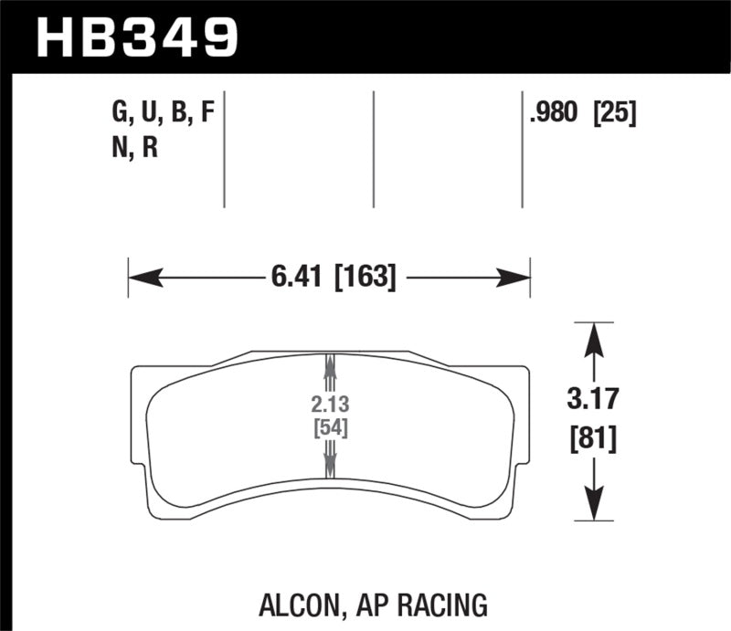 Hawk HB349U.980 AP Racing/Alcon Acure/Honda DTC-70 Rear Race Brake Pads