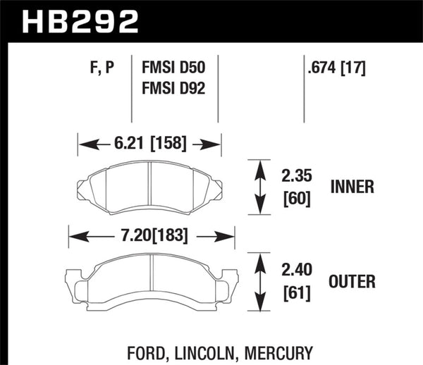 Hawk HB292P.674 Super Duty Street Brake Pads