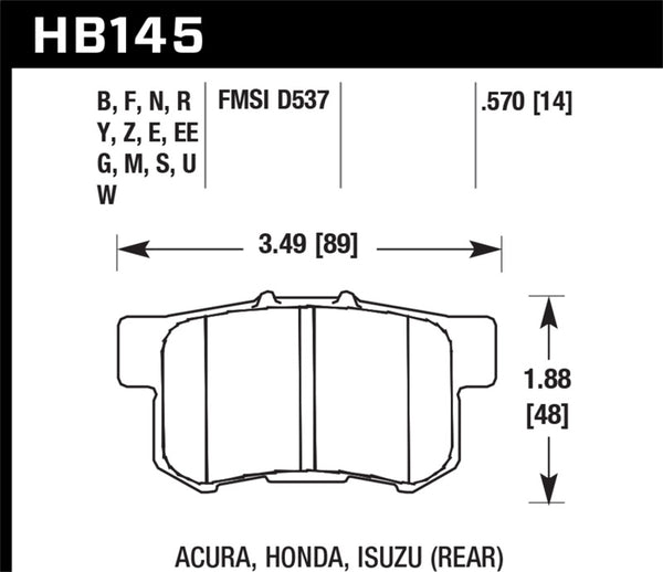 Hawk HB145E.570 06+ Civic Si / 97-01 Integra Type-R / 03-06 RSX / 04-08 TSX / 03-07 Honda Accord / 97-01 Prelud