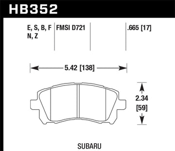 Hawk 02-03 WRX / 98-01 Impreza / 97-02 Legacy 2,5 L / 98-02 Forester 2,5 L D721 HPS Frein avant de rue