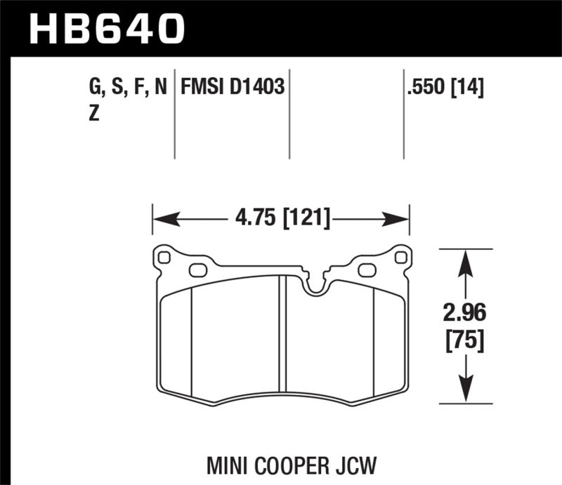 Hawk HB640F.550 09-10 Mini Cooper HPS Street Front Brake Pads