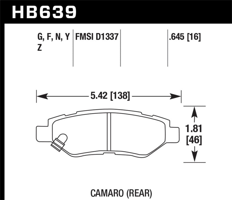 Hawk HB639B.645 2008-14 Cadillac CTS / 10-15 Chevy Camaro HPS 5.0 Rear Brake Pads