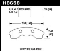 Hawk HB658N.570 06-10 Chevy Corvette (Improved Pad Design) Front HP+ Sreet Brake Pads