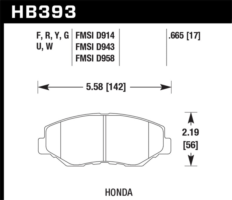 Hawk HB393B.665 89/03-17 Honda Accord HPS 5.0 Front Brake Pads