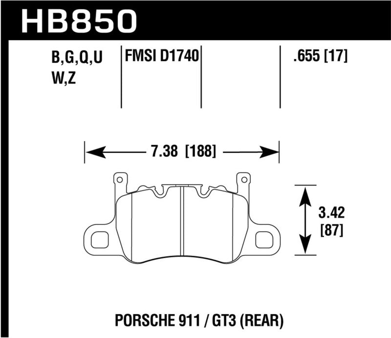 Hawk HB850G.655 14-17 Porsche 911 GT3 DTC-60 Race Rear Brake Pads