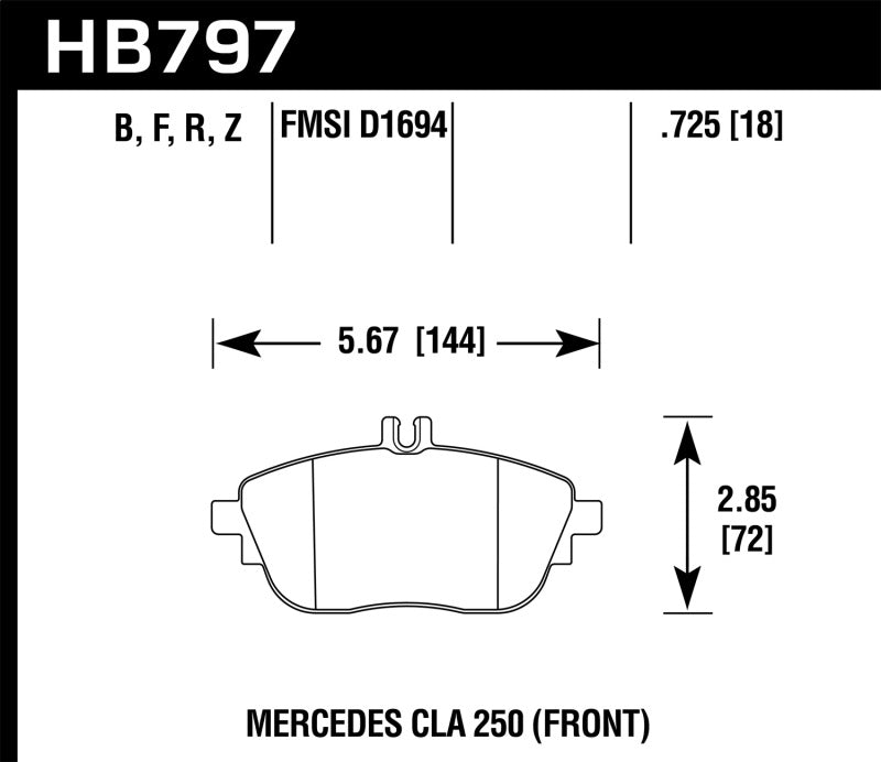 Hawk HB797F.725 17+ Infiniti QX30 HPS Street Front Brake Pads