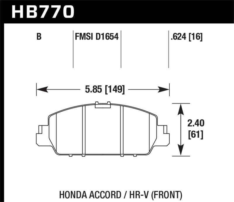 Hawk HB770B.624 13-17 Honda Accord HPS 5.0 Front Brake Pads