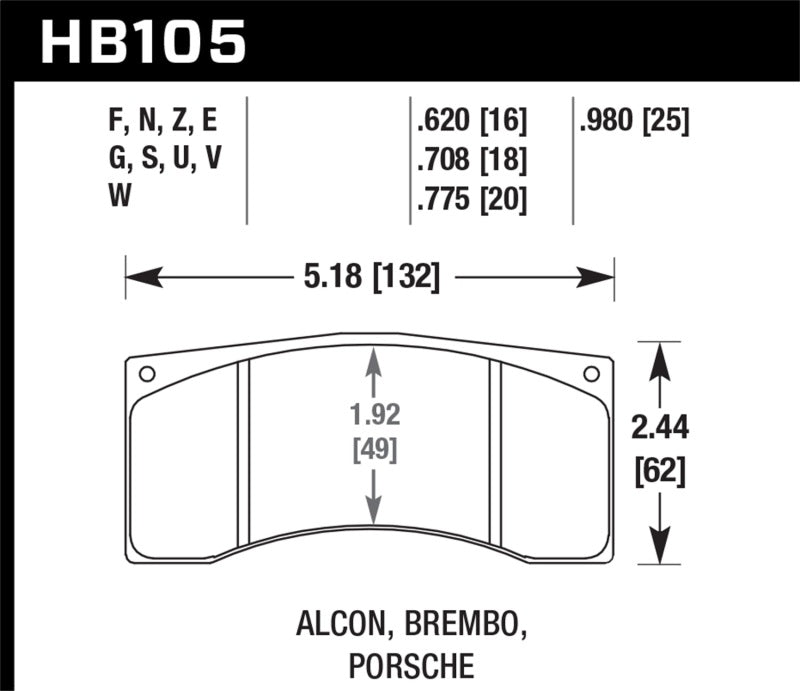 Hawk HB105G.708 Brembo DTC-60 Race Brake Pad Sets