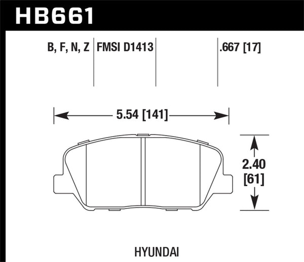 Hawk HB661N.667 10 Hyundai Genesis Coupe (w/o Brembo Breaks) HP+ Autocross Front Brake Pads