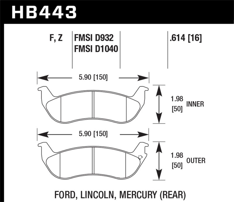 Hawk HB443F.614 HPS Street Brake Pads