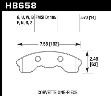 Hawk HB658N.570 06-10 Chevy Corvette (Improved Pad Design) Front HP+ Sreet Brake Pads
