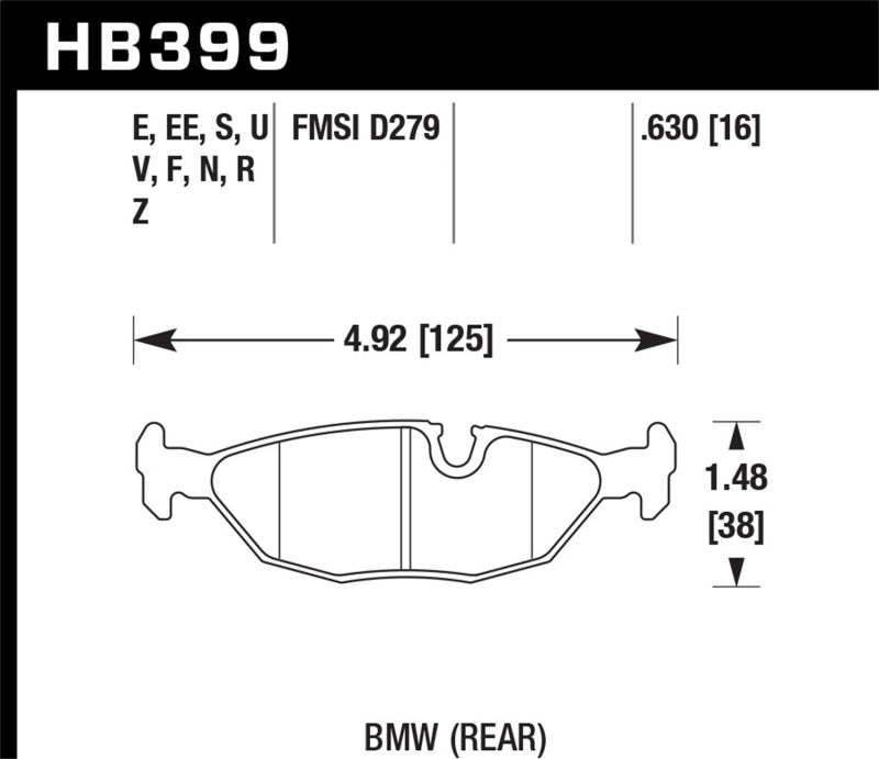 Hawk HB399B.630 84-4/91 BMW 325 (E30) HPS 5.0 Street Brake Pads - Rear