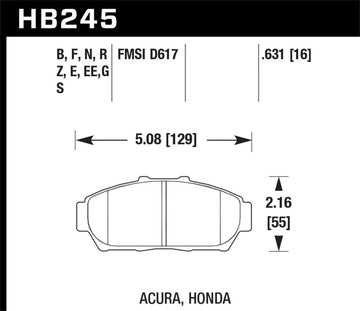 Hawk HB245F.631 94-01 Acura Integra (excl Type R)  HPS Street Front Brake Pads