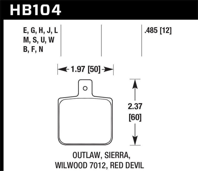 Hawk HB104M.485 Wilwood DL Single Black Brake Pads