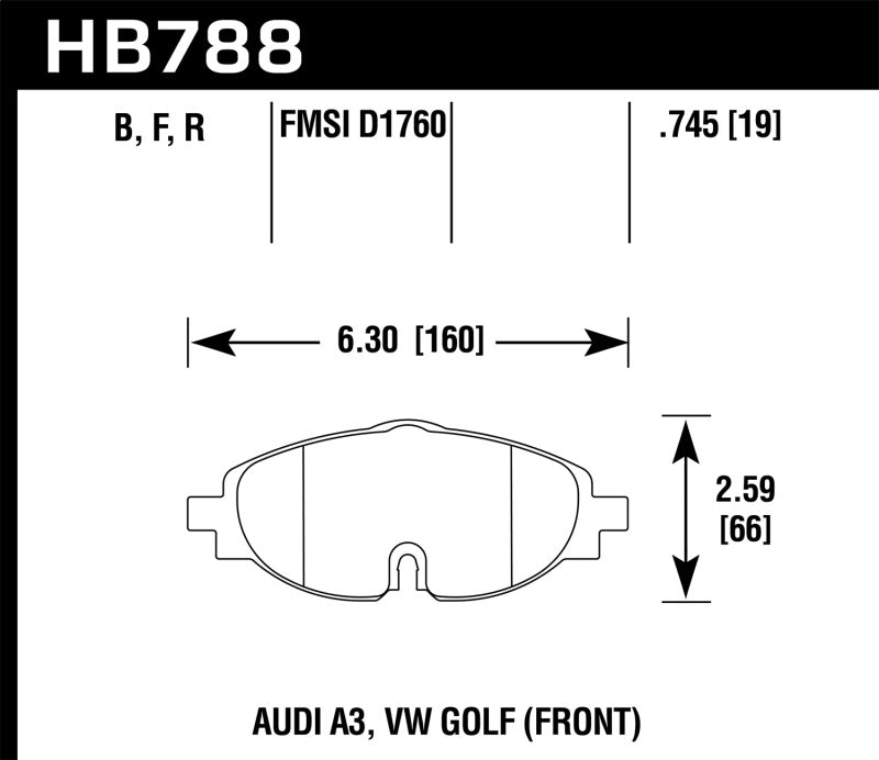 Hawk HB788F.745 15-17 VW Golf / Audi A3/A3 Quattro HPS Street Front Brake Pads