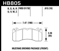 Hawk HB805U.615 15-17 Ford Mustang Brembo Package DTC-70 Front Brake Pads