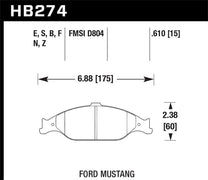 Hawk HB274B.610 1999-2004 Ford Mustang Base 3.8 HPS 5.0 Front Brake Pads