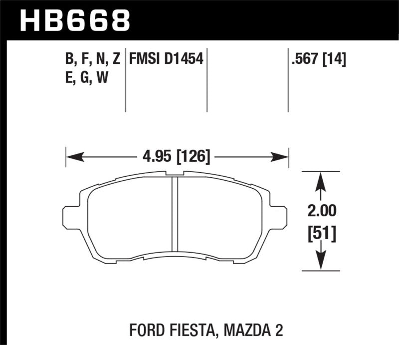 Hawk HB668E.567 11 Ford Fiesta S/SE/SL Blue 9012 Front Race Brake Pads