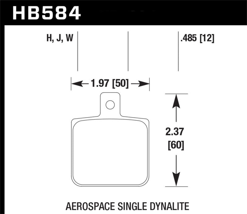 Hawk HB584F.485 Aerospace Single Dynalite 12mm Thickness HPS Street Brake Pads