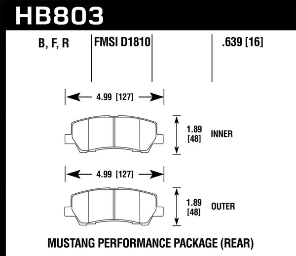 Hawk HB803N.639 16-17 Ford Mustang GT Brembo Package HP Plus Rear Brake Pads