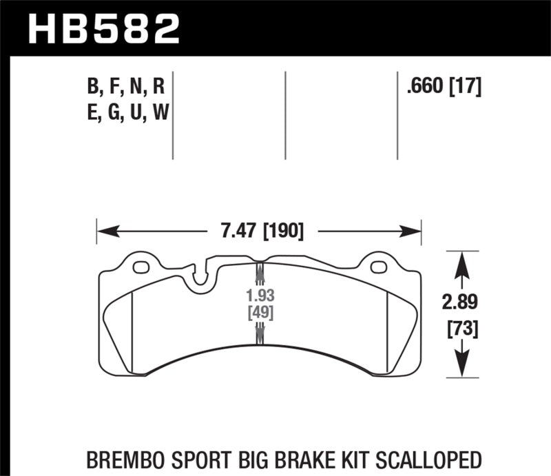 Hawk HB582W.660 Brembo Scalloped Caliper DTC-30 Race Pads