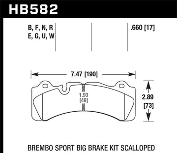 Hawk HB582E.660 Brembo Caliper Family M Blue 9012 Race Brake Pads