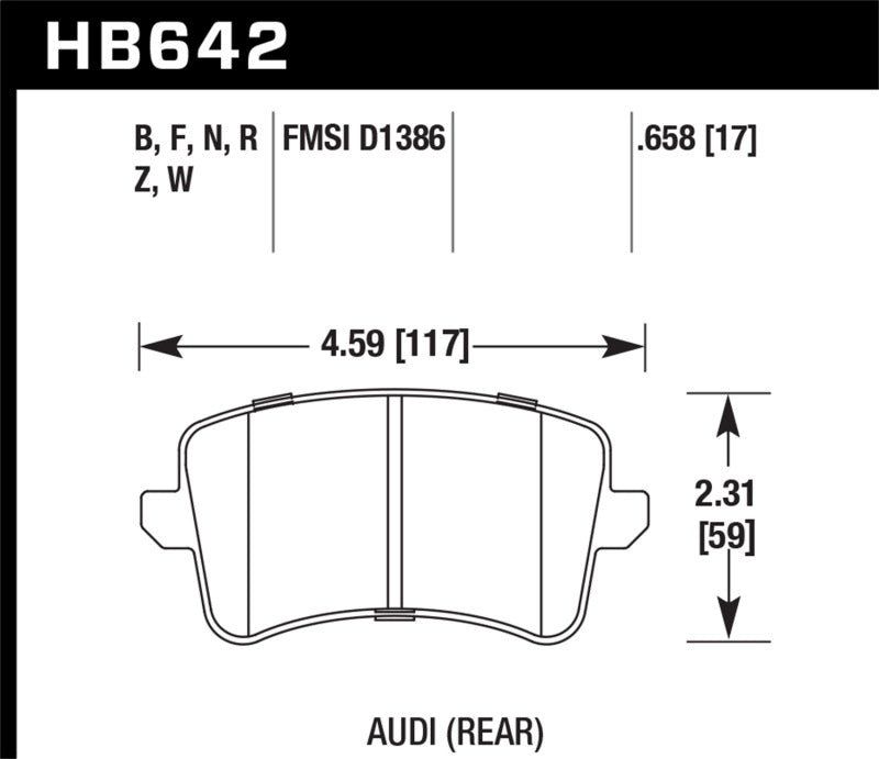 Hawk HB642B.658 2009-2014 Audi A4 HPS 5.0 Rear Brake Pads