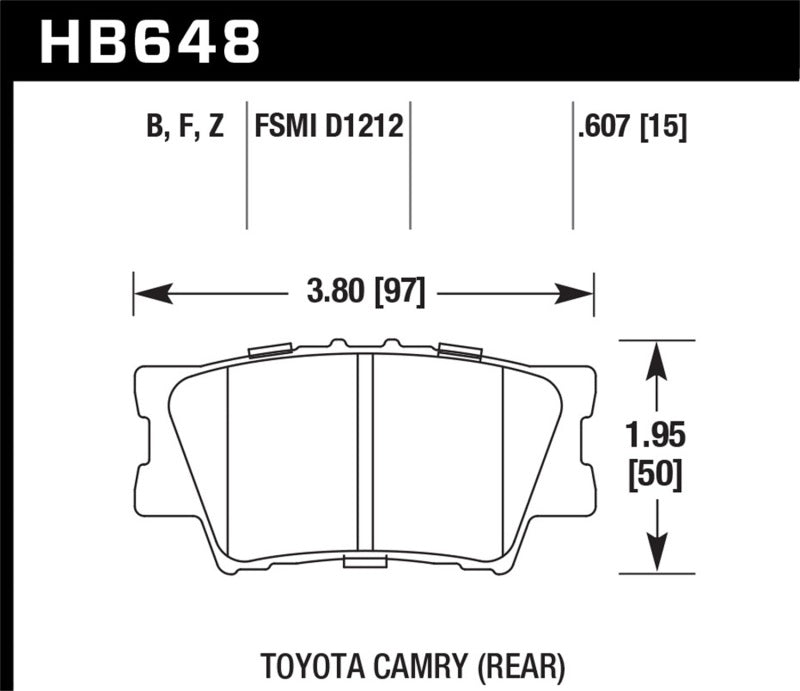 Hawk HB648B.607 2013-2014 Lexus ES300h HPS 5.0 Rear Brake Pads