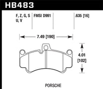 Hawk HB483U.635 08 Porsche 911 Targa 4/4S/03-05 911 GT2/04-08 GT3/07-08 Turbo DTC-70 Race Front Brake Pads