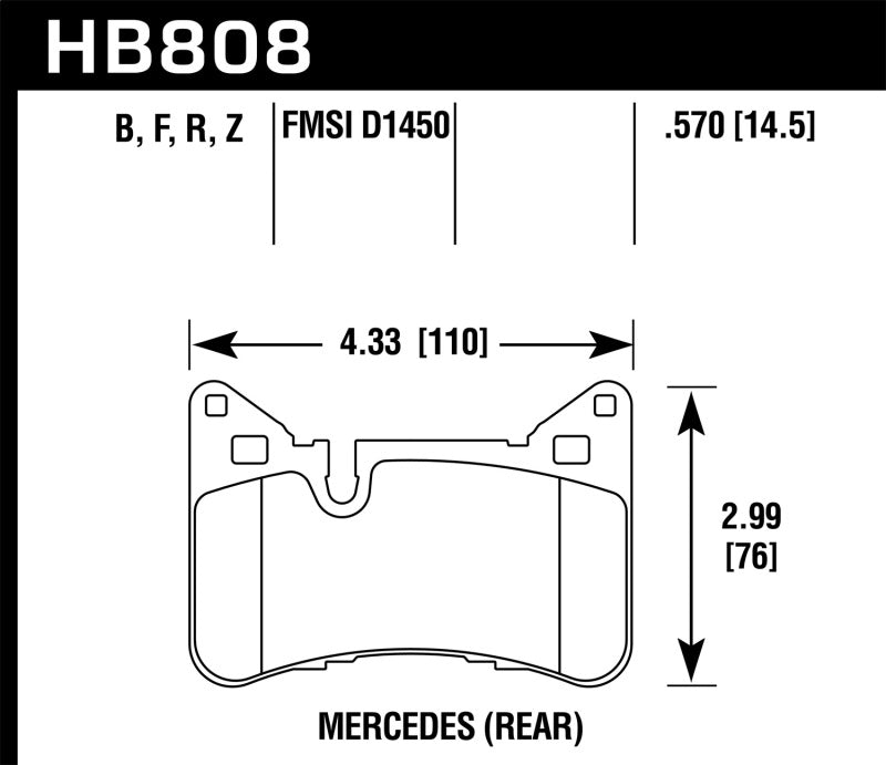 Hawk HB808B.570 2012-2015 Mercedes Benz C63 AMG Rear HPS 5.0 Brake Pads