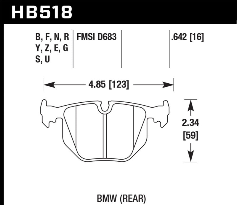 Hawk HB518B.642 2001-2006 BMW 330Ci HPS 5.0 Rear Brake Pads