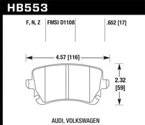 Hawk HB553F.652 06-07 Audi A6 Quattro / 03-04 RS6 / 04-08 S4 HPS Street Rear Brake Pads
