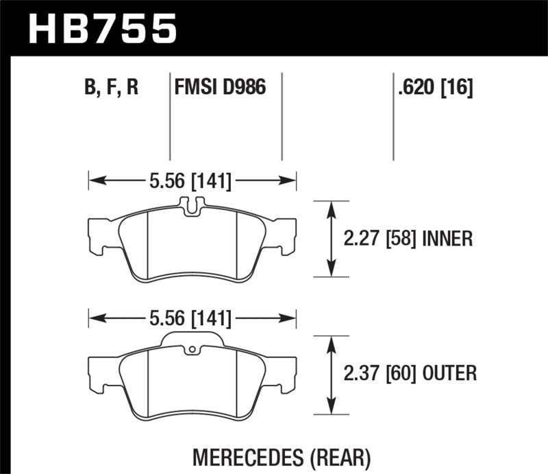 Hawk 13-16 Mercedes CLS550 / 15-16 Mercedes E350 HPS Street Plaquettes de frein arrière