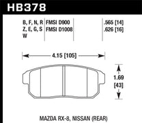 Hawk HB378W.565 Mazda RX-8 / Nissan Track DTC-30 Race Rear Brake Pads