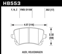 Hawk HB553F.652 06-07 Audi A6 Quattro / 03-04 RS6 / 04-08 S4 HPS Street Rear Brake Pads