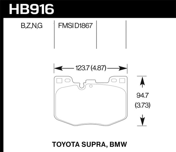 Hawk HB916N.740 2020 Toyota Supra / 19-20 BMW Z4 HP+ Street Front Brake Pads