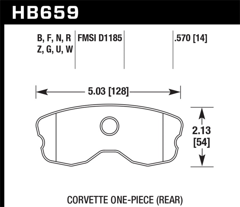 Hawk HB659W.570 06-13 Chevrolet Corvette Z06 DTC-30 Race Rear Brake Pads (One Piece)