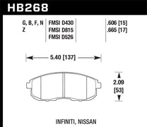 Hawk HB268G.665 03-04 G35/03-05 G35X/ 02-05 350z w/o Brembo DTC-60 Race Front Brake Pads