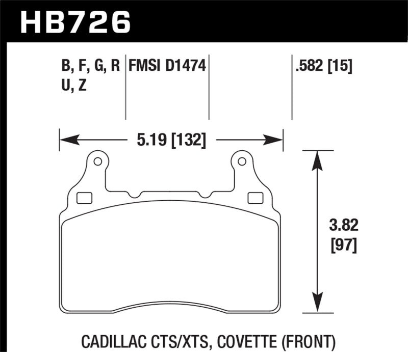 Hawk HB726B.582 2014 Chevrolet Corvette HPS 5.0 Front Brake Pads