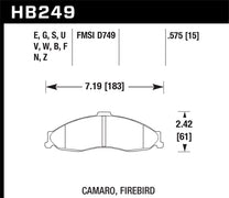 Hawk HB249B.575 1998-2002 Chevrolet Camaro SS 5.7 HPS 5.0 Front Brake Pads