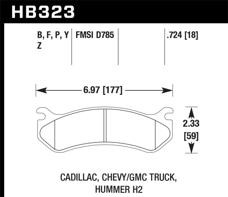 Hawk HB323P.724 06 Chevy Avalanche 2500 / GMC Truck / Hummer Super Duty Street Rear Brake Pads